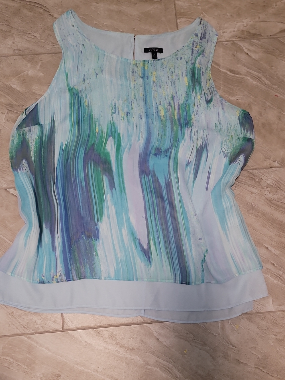 5 For $25Apt. 9 Watercolor Stripe Sleeveless Camisole - Light Blue, Teal, Purple